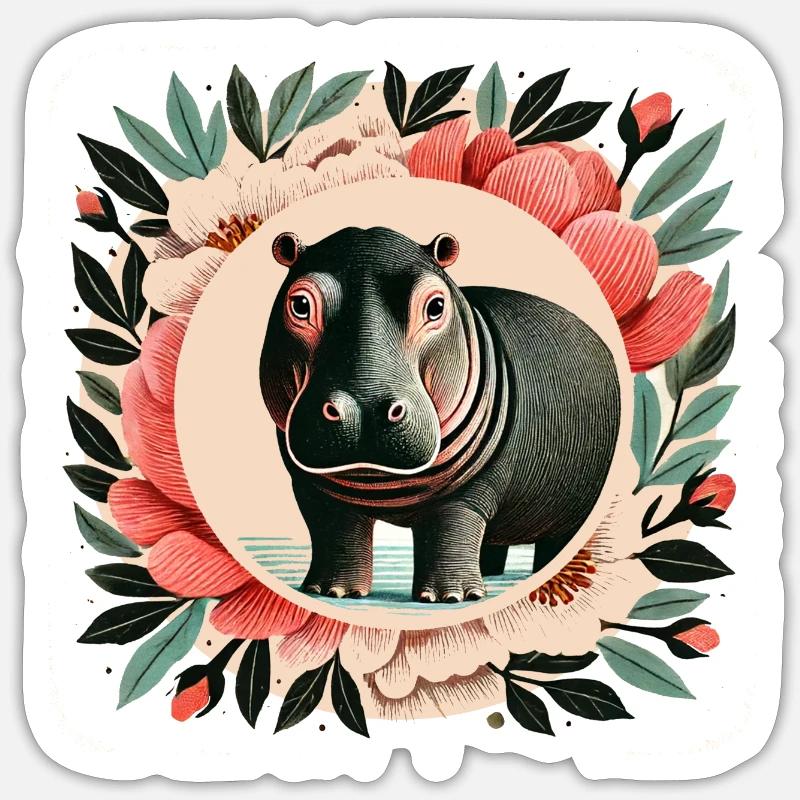 Hippo - Sticker size S (10 x 10 cm) - white matte