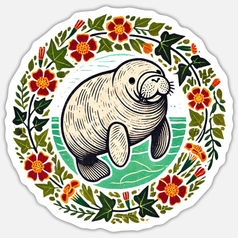 Manatee - Sticker size S (10 x 10 cm) - white matte