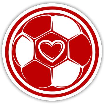 Fussball Symbol Herz Mannschaft - Sticker Größe S (10 x 10 cm) - Mattweiß - Vorne