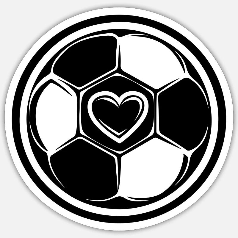 Fussball Symbol Herz Mannschaft Sticker Größe S (10 x 10 cm)