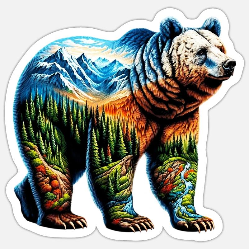 Bär - Sticker Größe S (10 x 10 cm) - Mattweiß