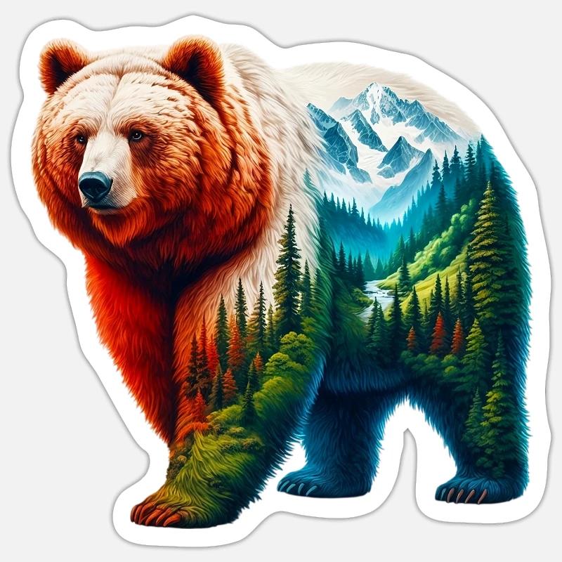 Bär - Sticker Größe S (10 x 10 cm) - Mattweiß