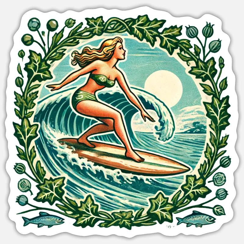 Surfeuse - Sticker taille S (10 x 10 cm) - blanc mat