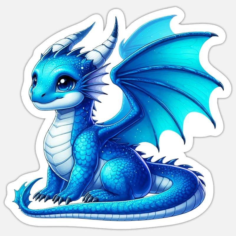 Dragon - Sticker taille S (10 x 10 cm) - blanc mat