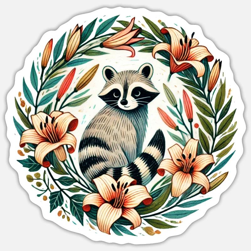 Lys raton laveur - Sticker taille S (10 x 10 cm) - blanc mat