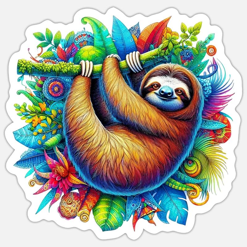 Faultier - Sticker Größe S (10 x 10 cm) - Mattweiß
