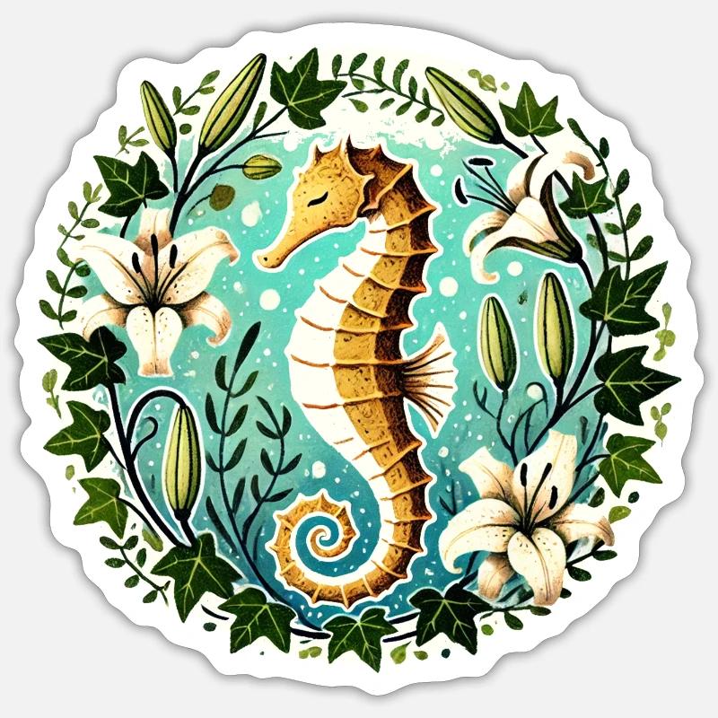 Seepferdchen - Sticker Größe S (10 x 10 cm) - Mattweiß
