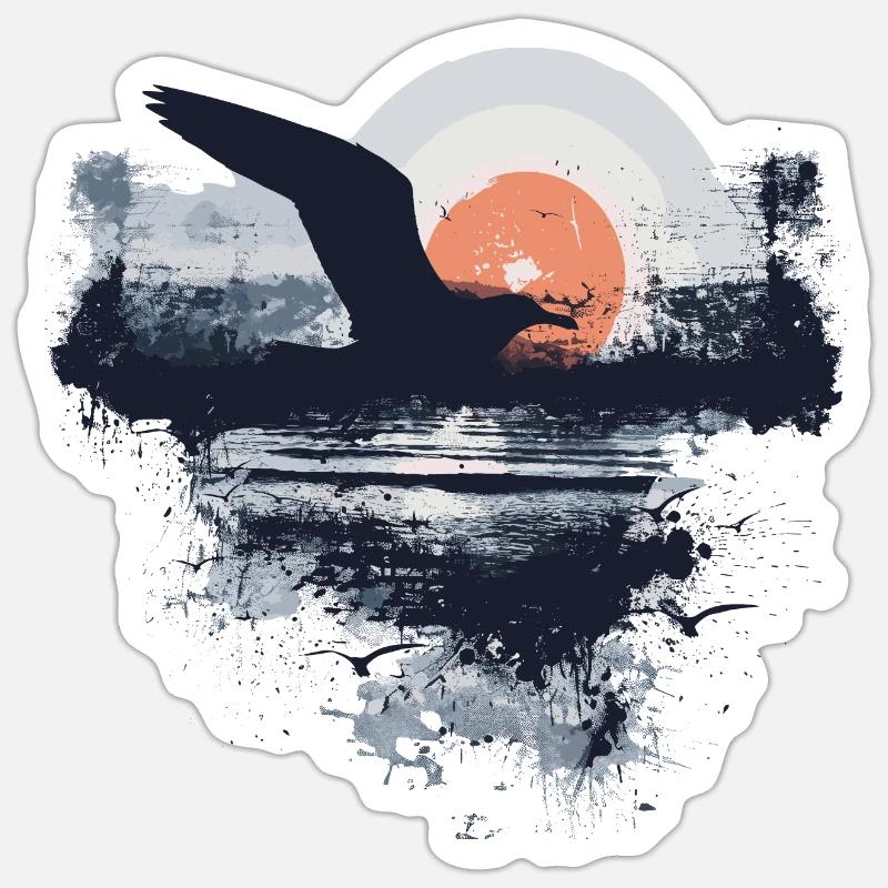 Phare Seagull Seabird - Sticker taille S (10 x 10 cm) - blanc mat