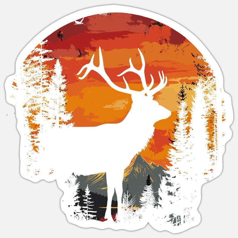 Deer Forest Deer Nature Sunset Sticker size S (10 x 10 cm)