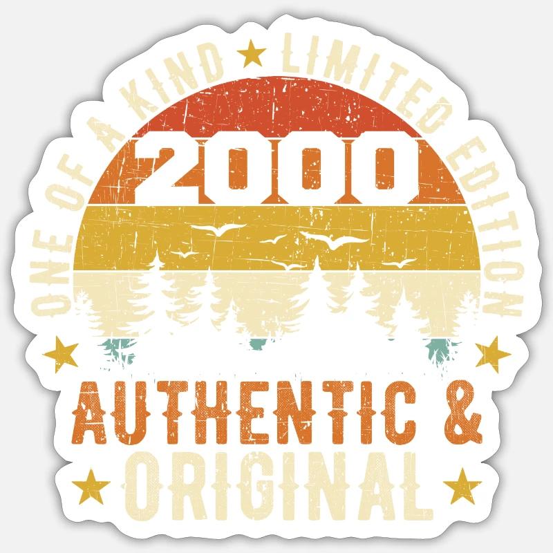 Original 2000 Geburtstagsgeschenk 2000 authentisch Sticker Größe S (10 x 10 cm)
