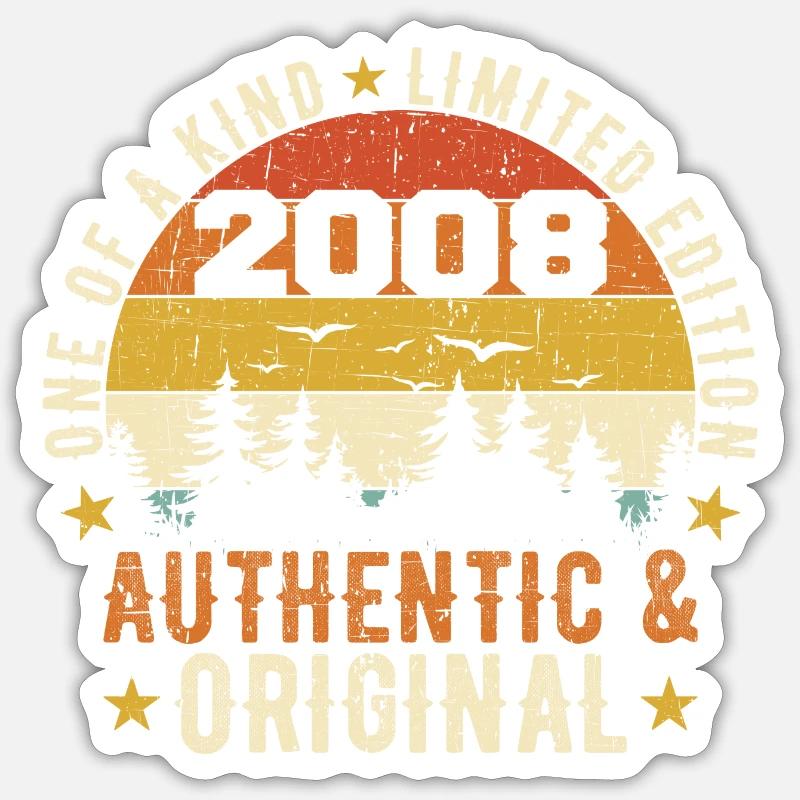 Original 2008 authentisches 2008 Geburtstagsgeschenk Sticker Größe S (10 x 10 cm)