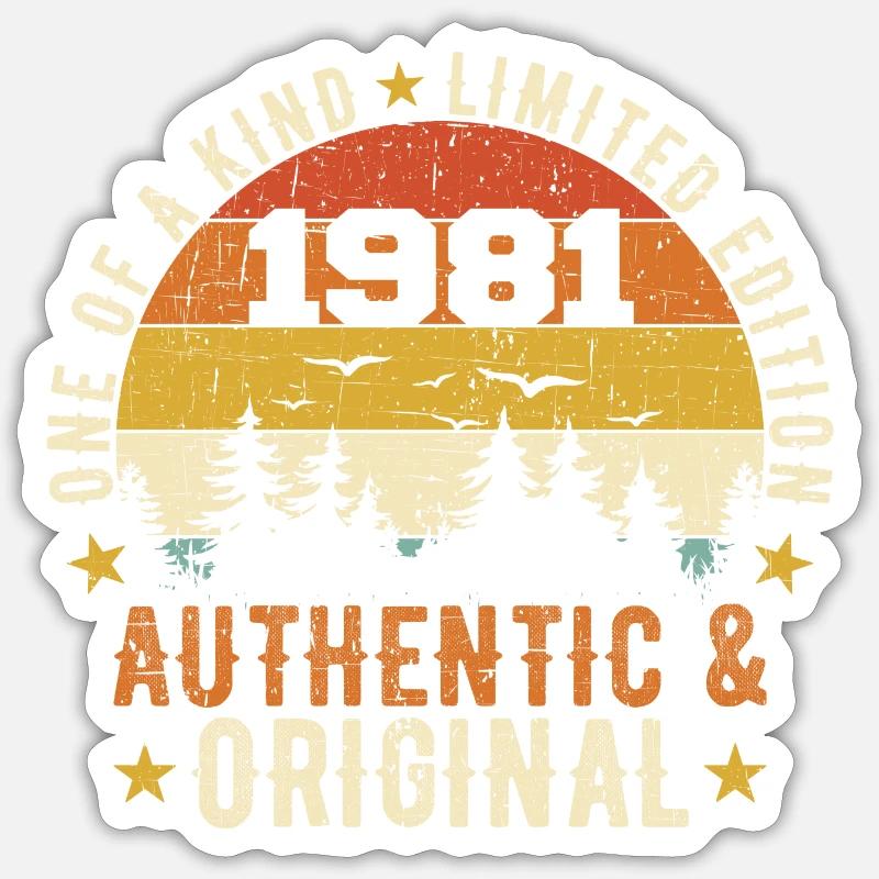 Original 1981 Geburtstagsgeschenk 1981 authentisch Sticker Größe S (10 x 10 cm)
