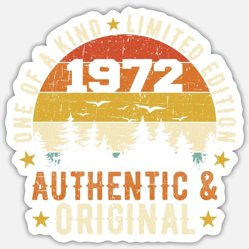 Original 1972 Geburtstagsgeschenk 1972 authentisch Sticker Größe S (10 x 10 cm)