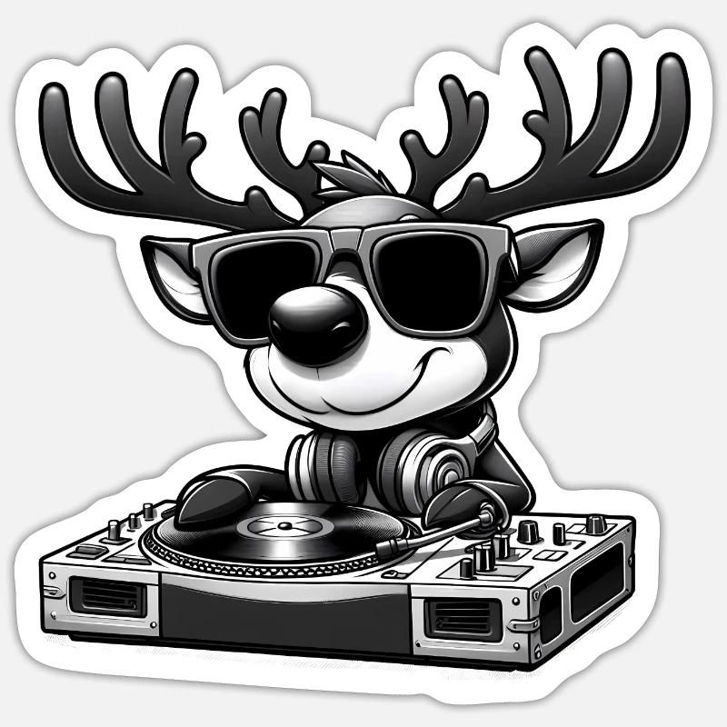 DJ Renne - Sticker taille S (10 x 10 cm) - blanc mat