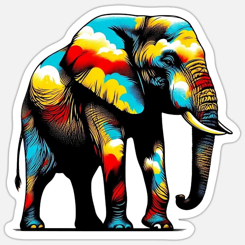 Éléphant - Sticker taille S (10 x 10 cm) - blanc mat