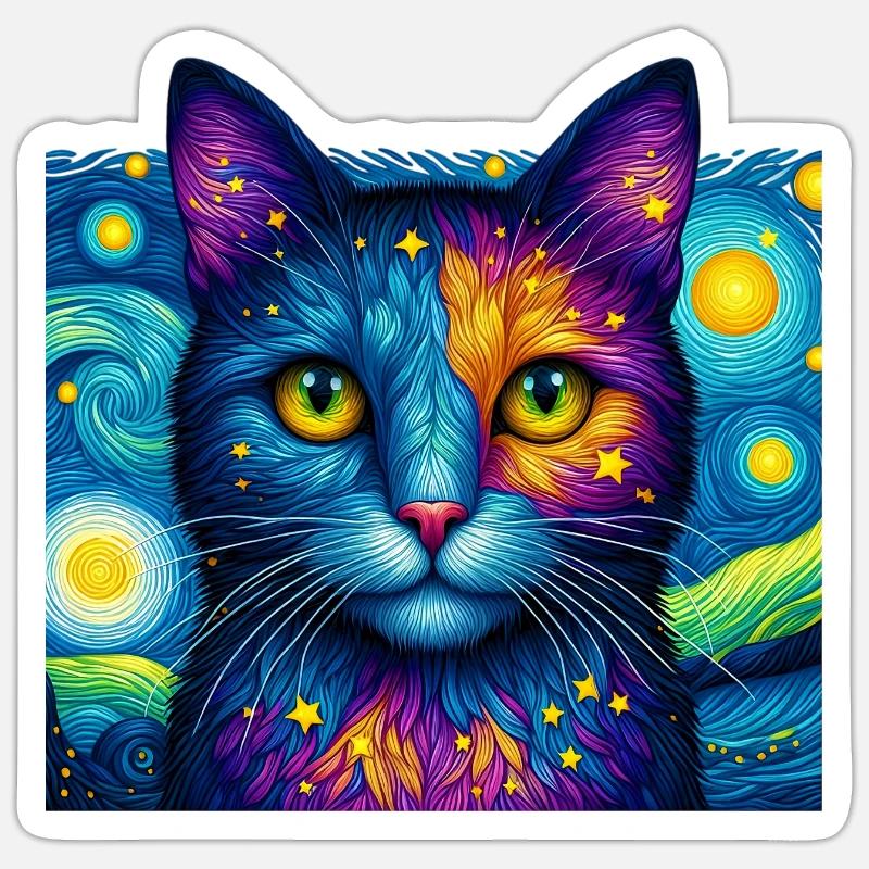 Katze - Sticker Größe S (10 x 10 cm) - Mattweiß