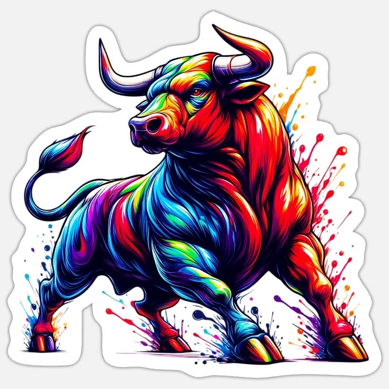 Stier - Sticker Größe S (10 x 10 cm) - Mattweiß