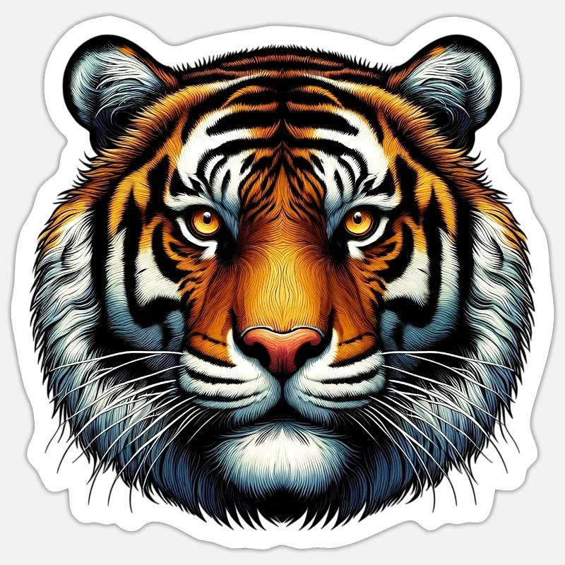 Tigre - Sticker taille S (10 x 10 cm) - blanc mat