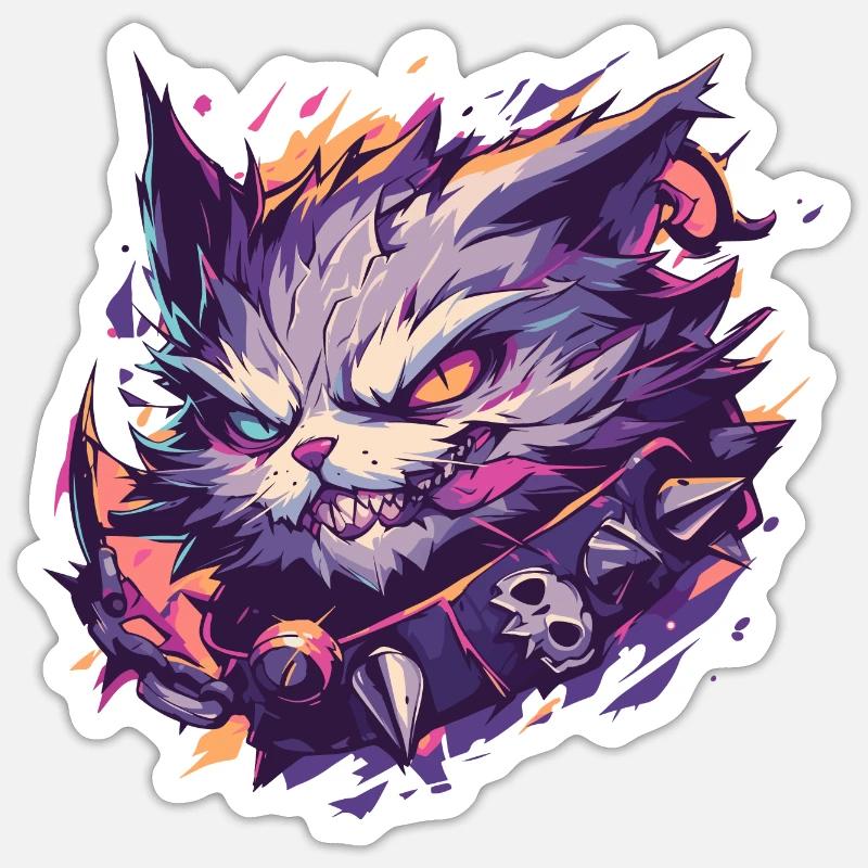 chat menaçant Sticker taille S (10 x 10 cm)