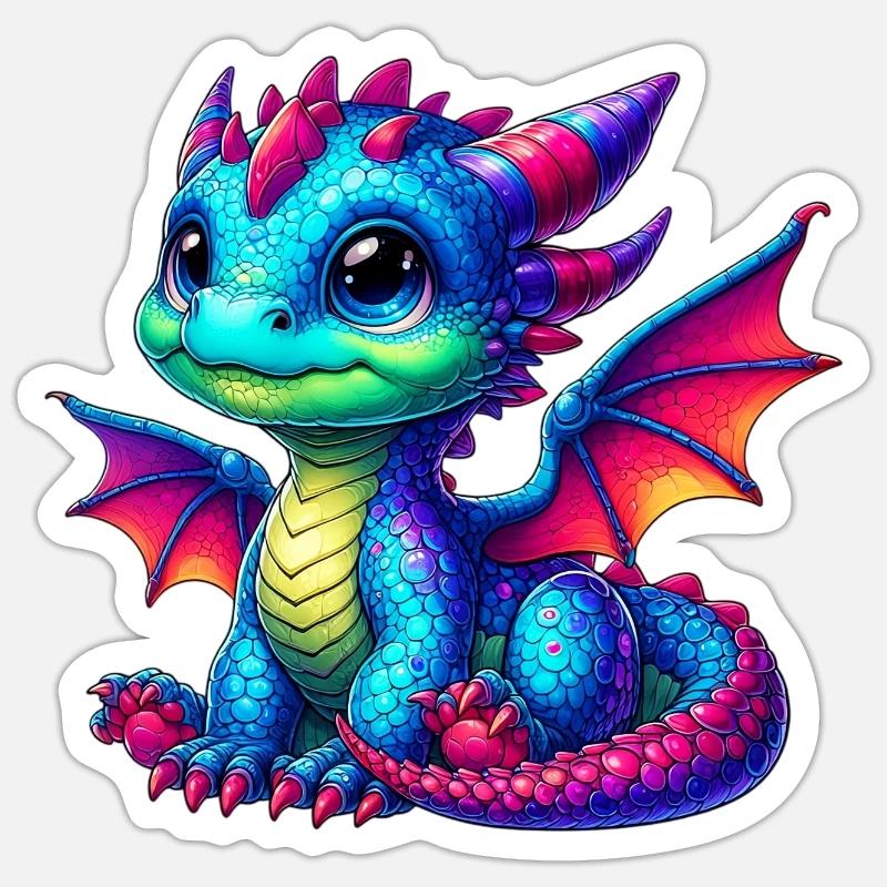 Dragon - Sticker taille S (10 x 10 cm) - blanc mat