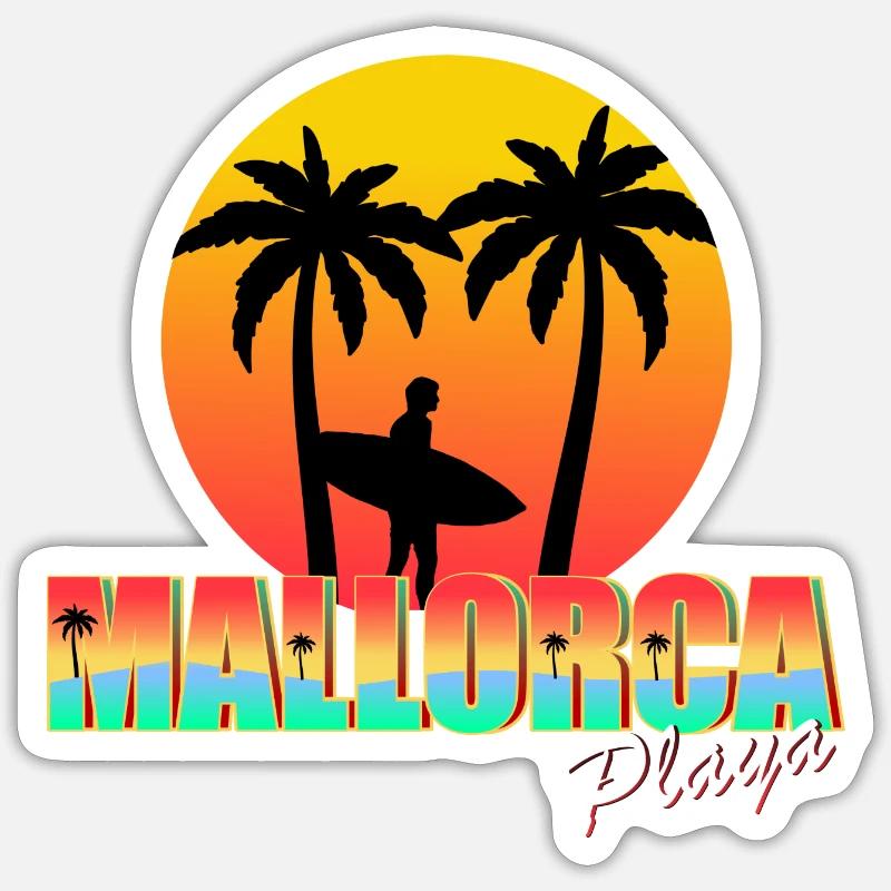 Mallorca Playa Surfer - Sticker Größe S (10 x 10 cm) - Mattweiß