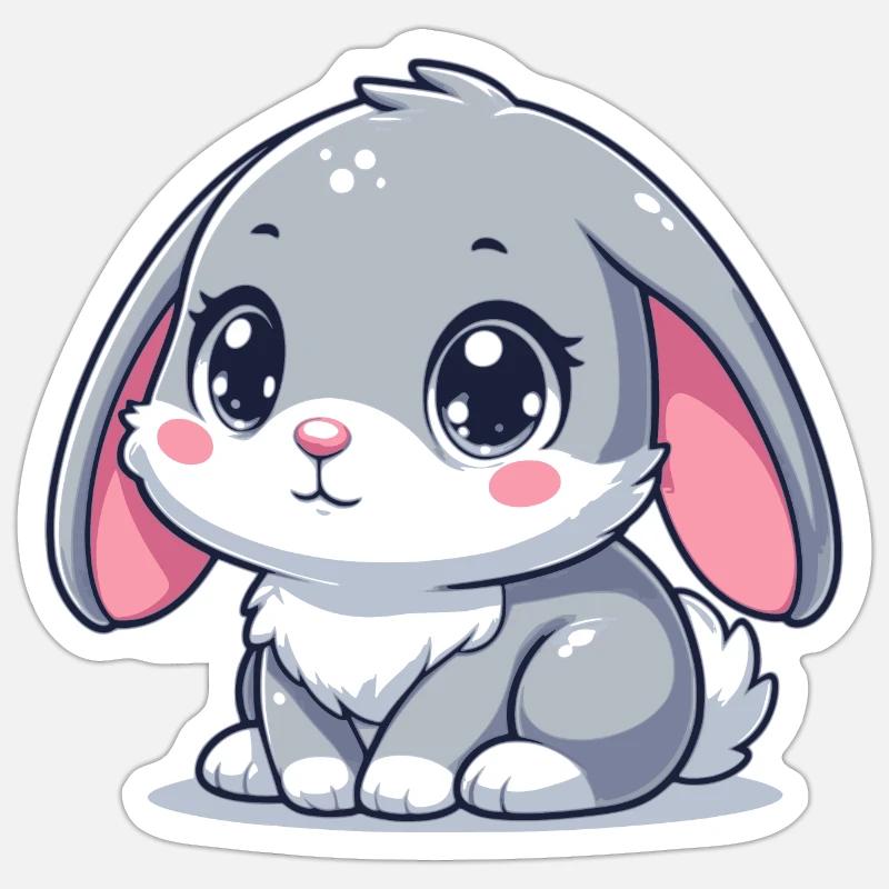 Bébé Lapin - Sticker taille S (10 x 10 cm) - blanc mat