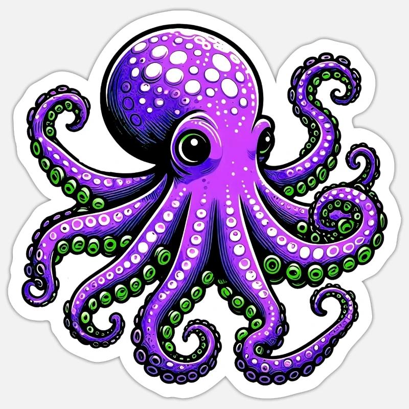 Krake - Sticker Größe S (10 x 10 cm) - Mattweiß