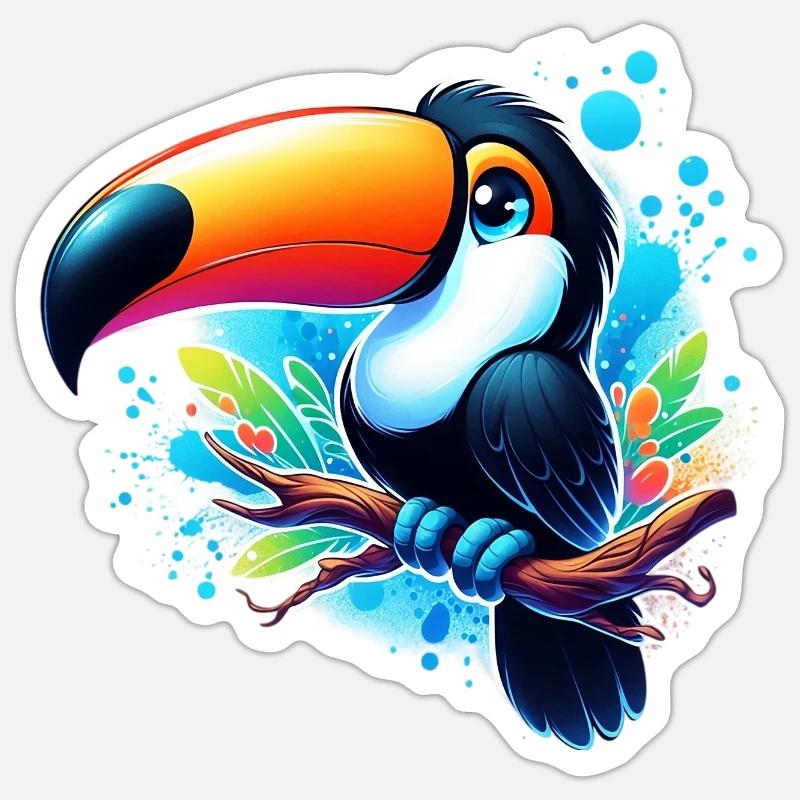Toucan - Sticker taille S (10 x 10 cm) - blanc mat