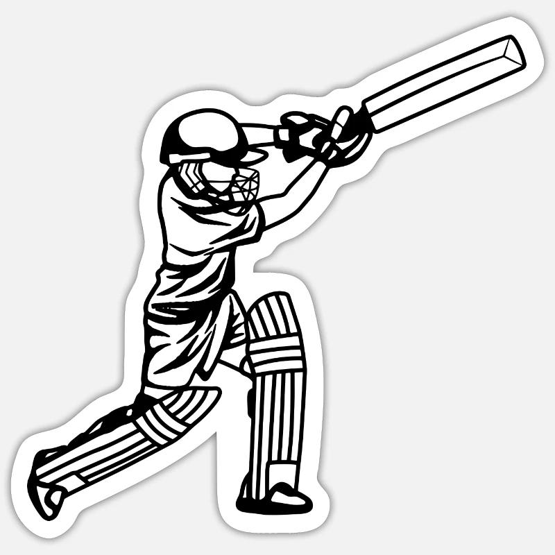 Cricket Junge - Sticker Größe S (10 x 10 cm) - Mattweiß