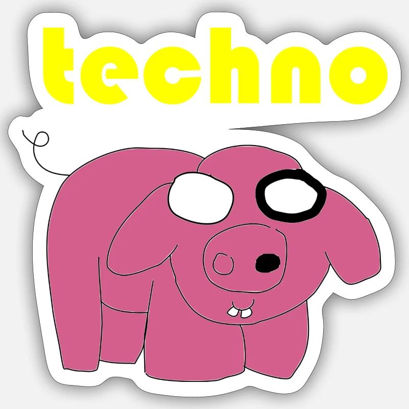 techno sau Sticker Größe S (10 x 10 cm)