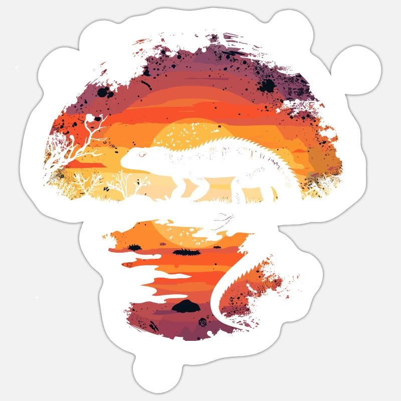 Iguane Reptiles Iguane Vert - Sticker taille S (10 x 10 cm) - blanc mat