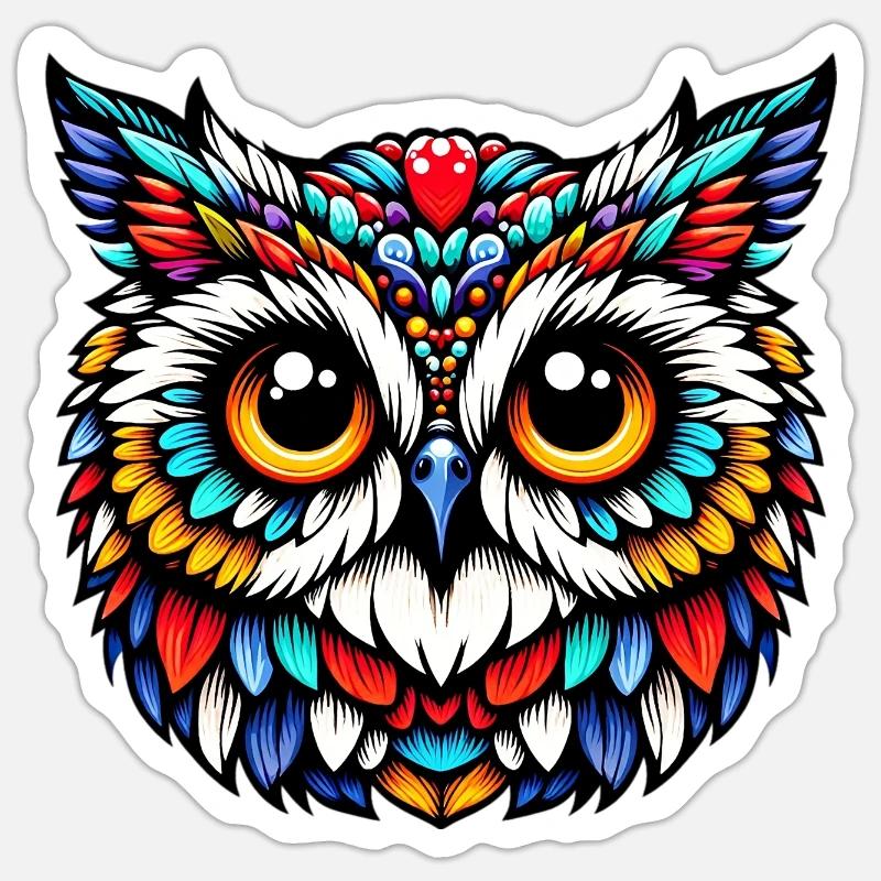 Ugle - Sticker størrelse S (10 x 10 cm) - mat hvid