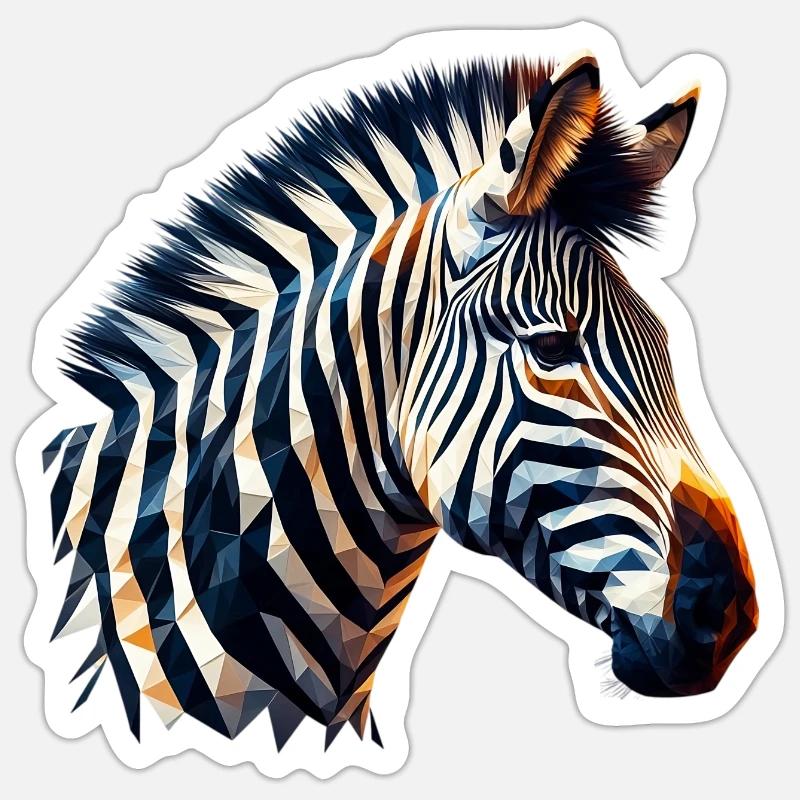 Zèbre polygonal - Sticker taille S (10 x 10 cm) - blanc mat