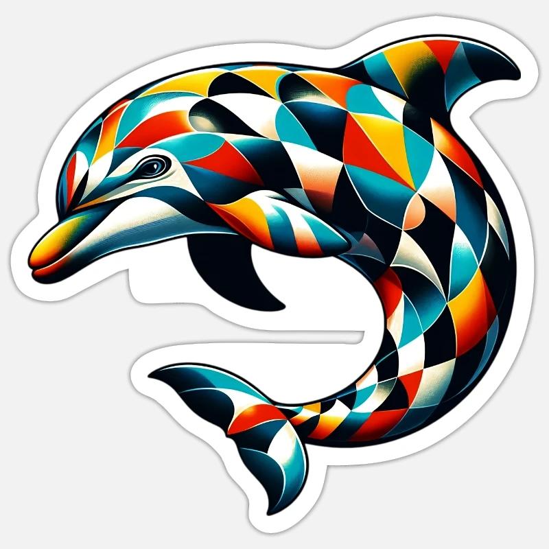 Harlequin Dolphin - Sticker size S (10 x 10 cm) - white matte