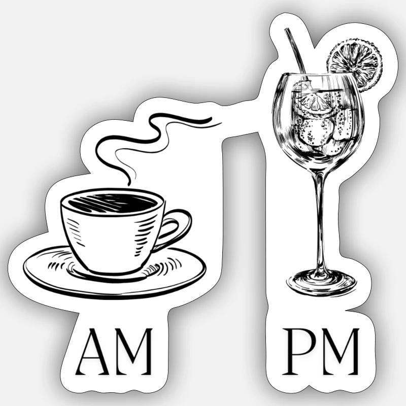 AM PM Print - Sticker Größe S (10 x 10 cm) - Mattweiß