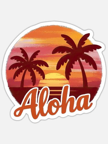 Aloha Vintage Sunset - Sticker Größe S (10 x 10 cm) - Mattweiß
