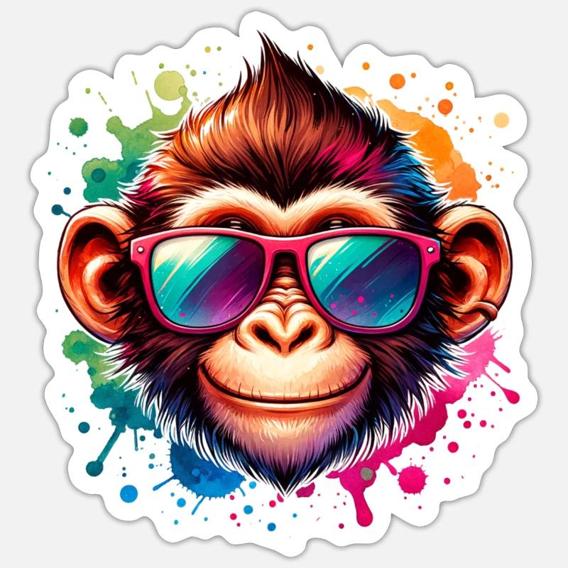 Cool Monkey - Funky Monkey - Sticker size S (10 x 10 cm) - white matte