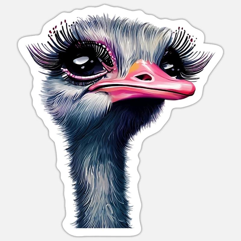 Straußen-Make-up Sticker Größe S (10 x 10 cm)