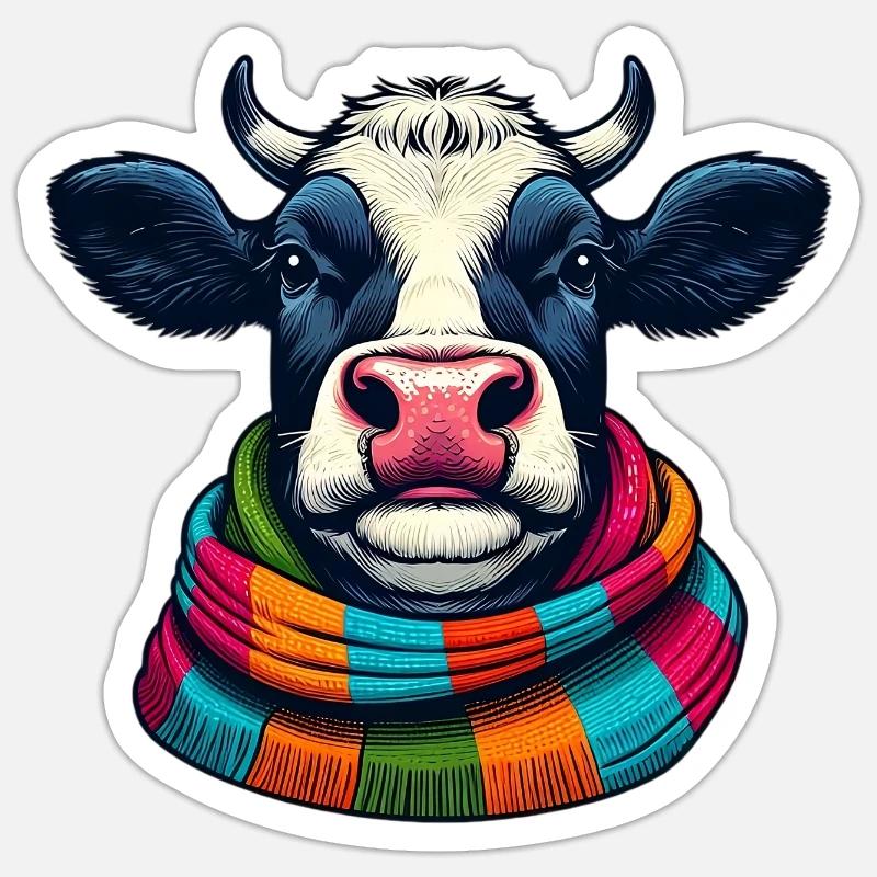 Kuh - Sticker Größe S (10 x 10 cm) - Mattweiß