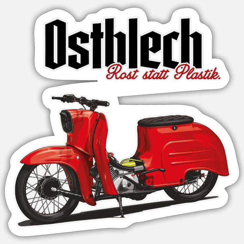 Schwalbe (rot / Ostblech) // Illustration - Sticker Größe S (10 x 10 cm) - Mattweiß