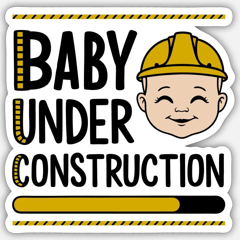 Baby under Construction - Sticker size S (10 x 10 cm) - white matte