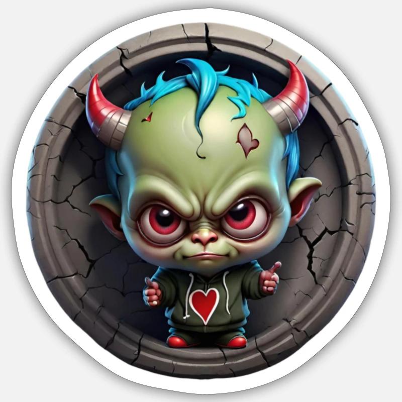 Rôti du diable - Sticker taille S (10 x 10 cm) - blanc mat
