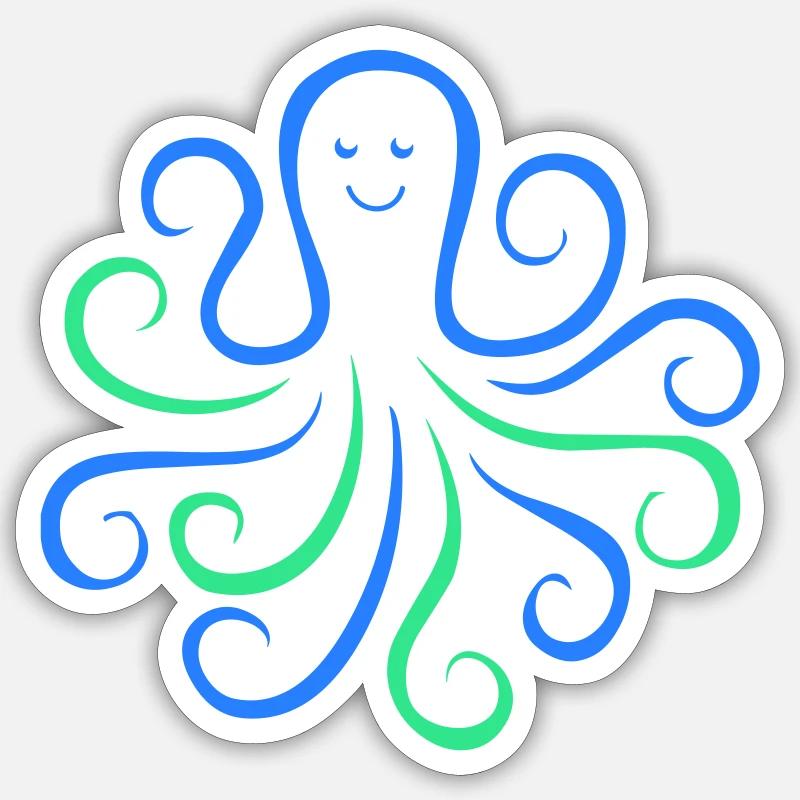 krake 02 - Sticker Größe S (10 x 10 cm) - Mattweiß