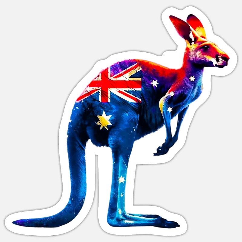 Kangaroo - Sticker size S (10 x 10 cm) - white matte