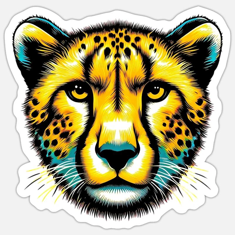 Guépard - Sticker taille S (10 x 10 cm) - blanc mat