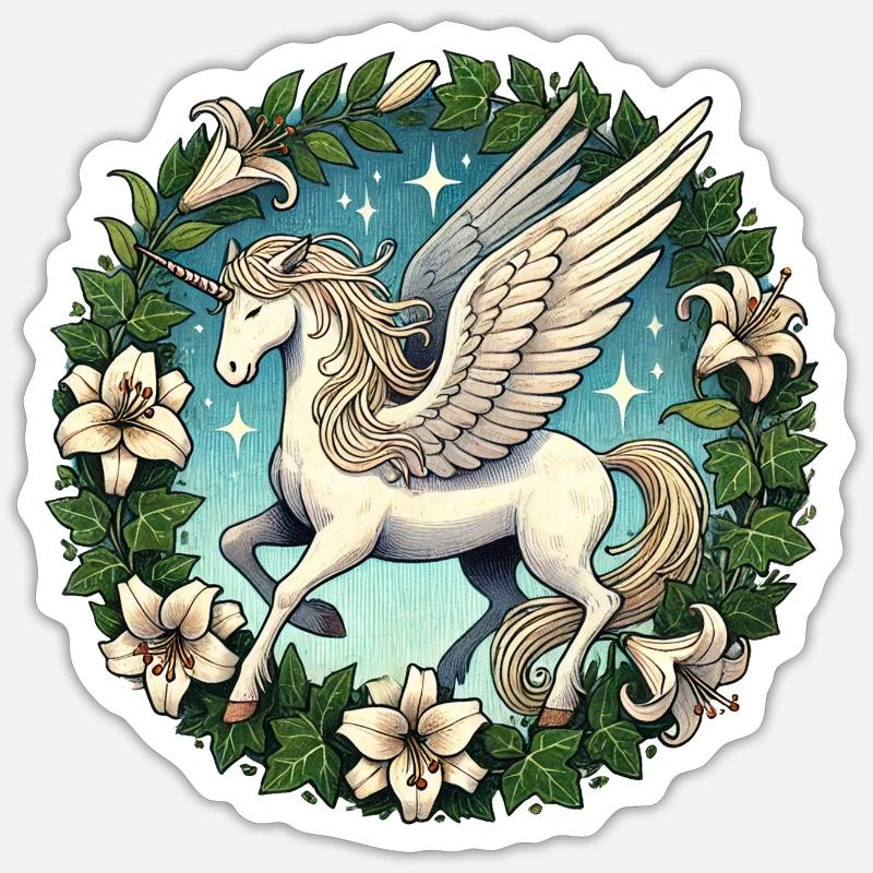 Pegasus Einhorn - Sticker Größe S (10 x 10 cm) - Mattweiß