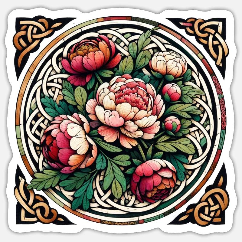 Peonies - Sticker size S (10 x 10 cm) - white matte