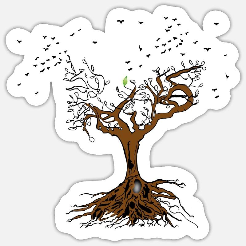 Lebensbaum - Sticker Größe S (10 x 10 cm) - Mattweiß