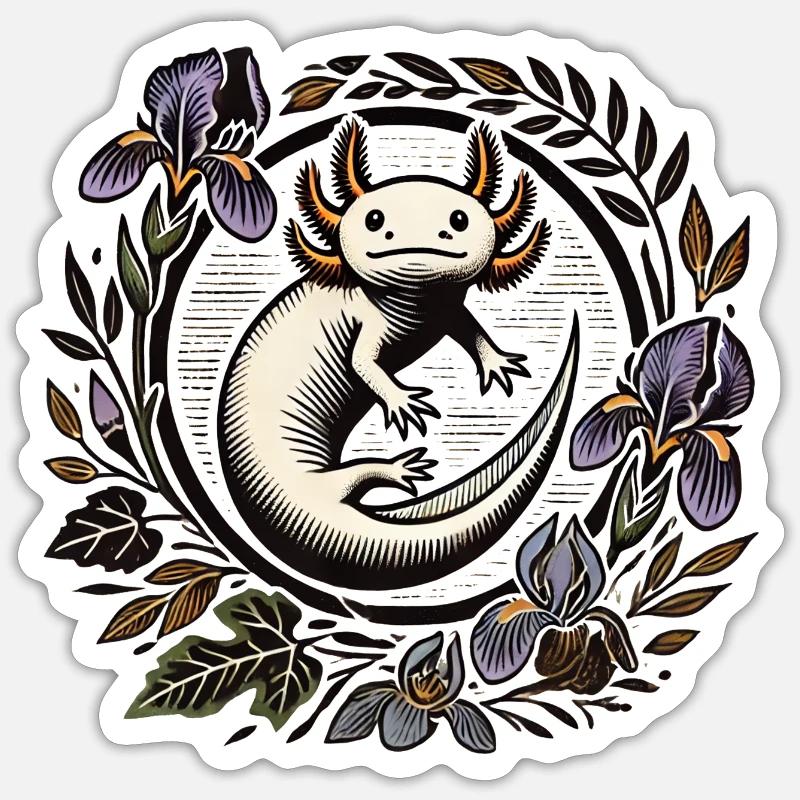 Axolotl - Sticker taille S (10 x 10 cm) - blanc mat