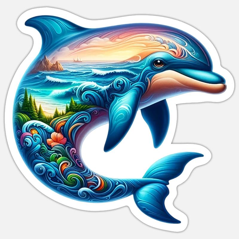 Dolphin - Sticker size S (10 x 10 cm) - white matte